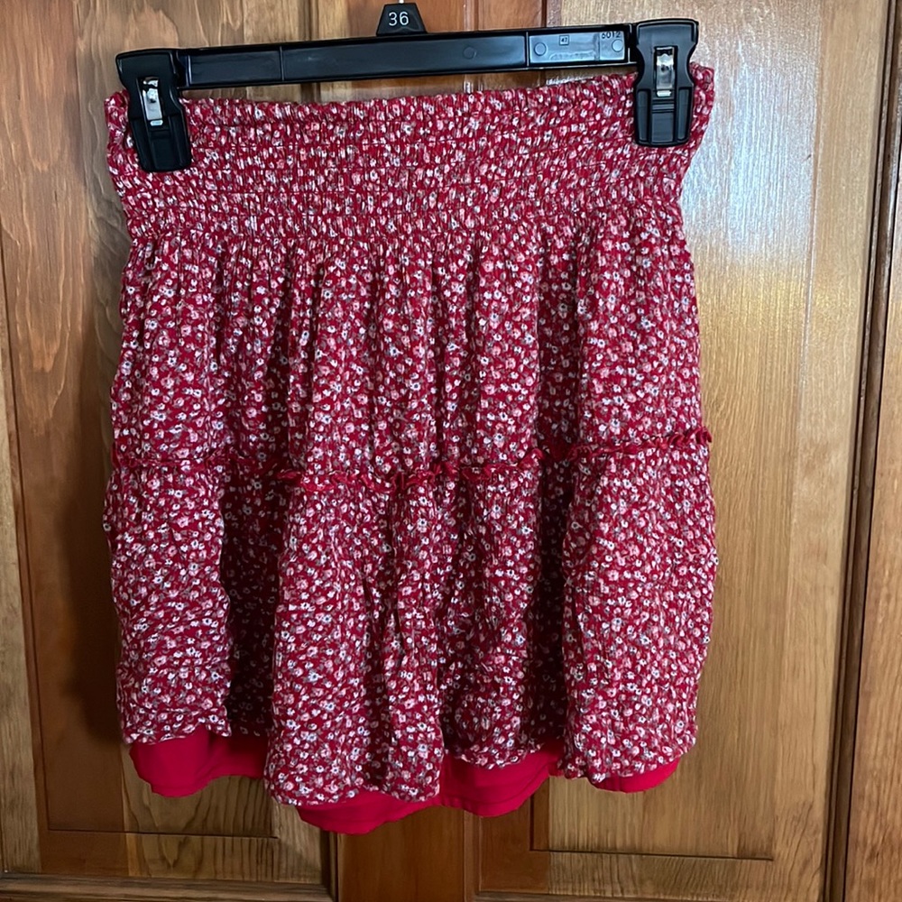Hollister mini skirt, size small.  A red floral pattern.